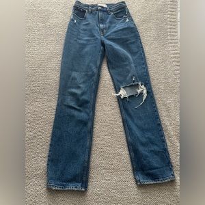 A&F Straight leg high waisted dark blue jeans
